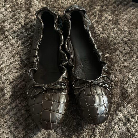 Polo by Ralph Lauren Soft Calfskin Croc Embossed Leather Ballet Flats - Picture 7 of 7